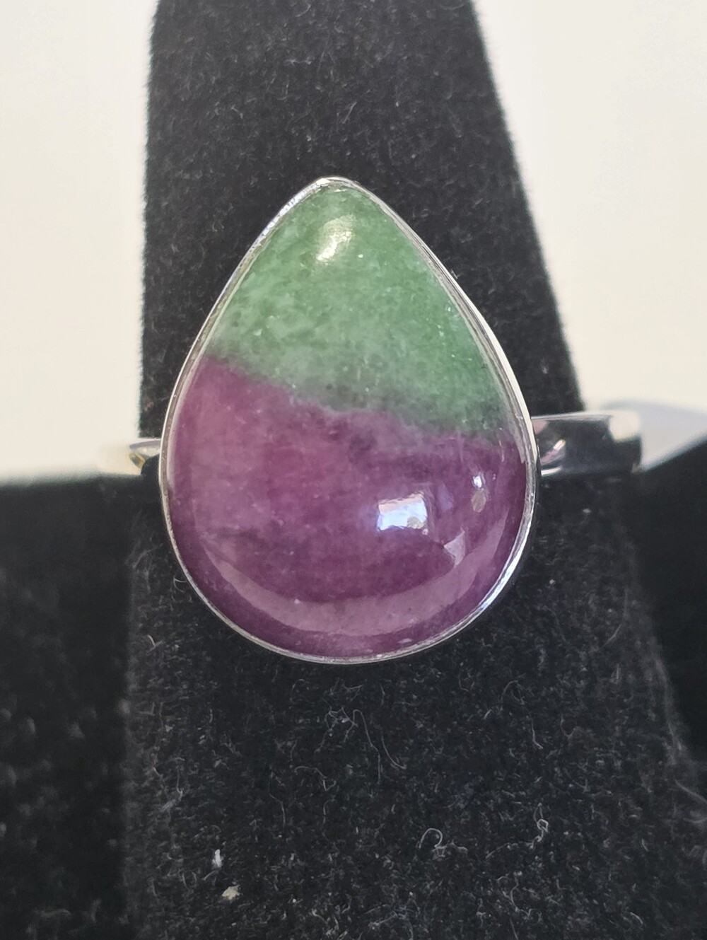 Sterling Silver Teardrop Green & Purple Ruby Zoisite Ring